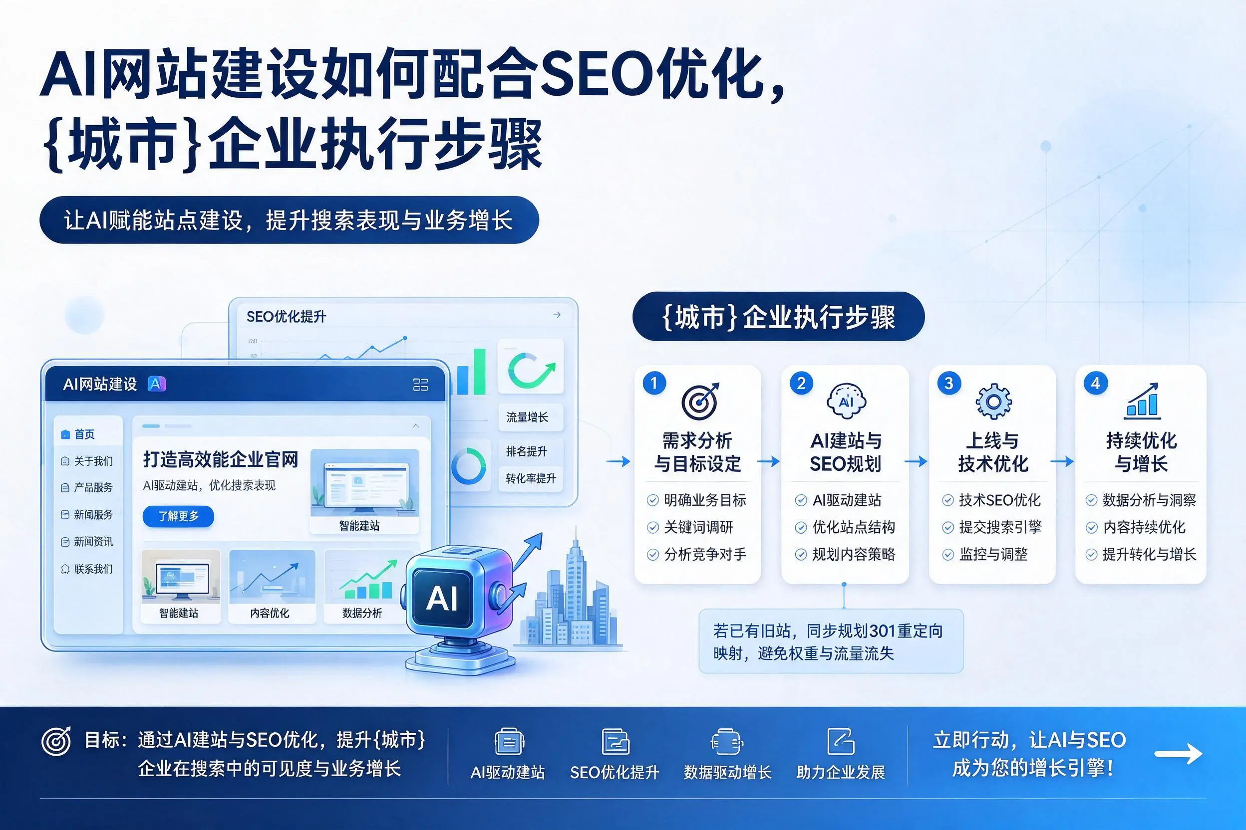 AI网站建设如何配合SEO优化,临高企业执行步骤
