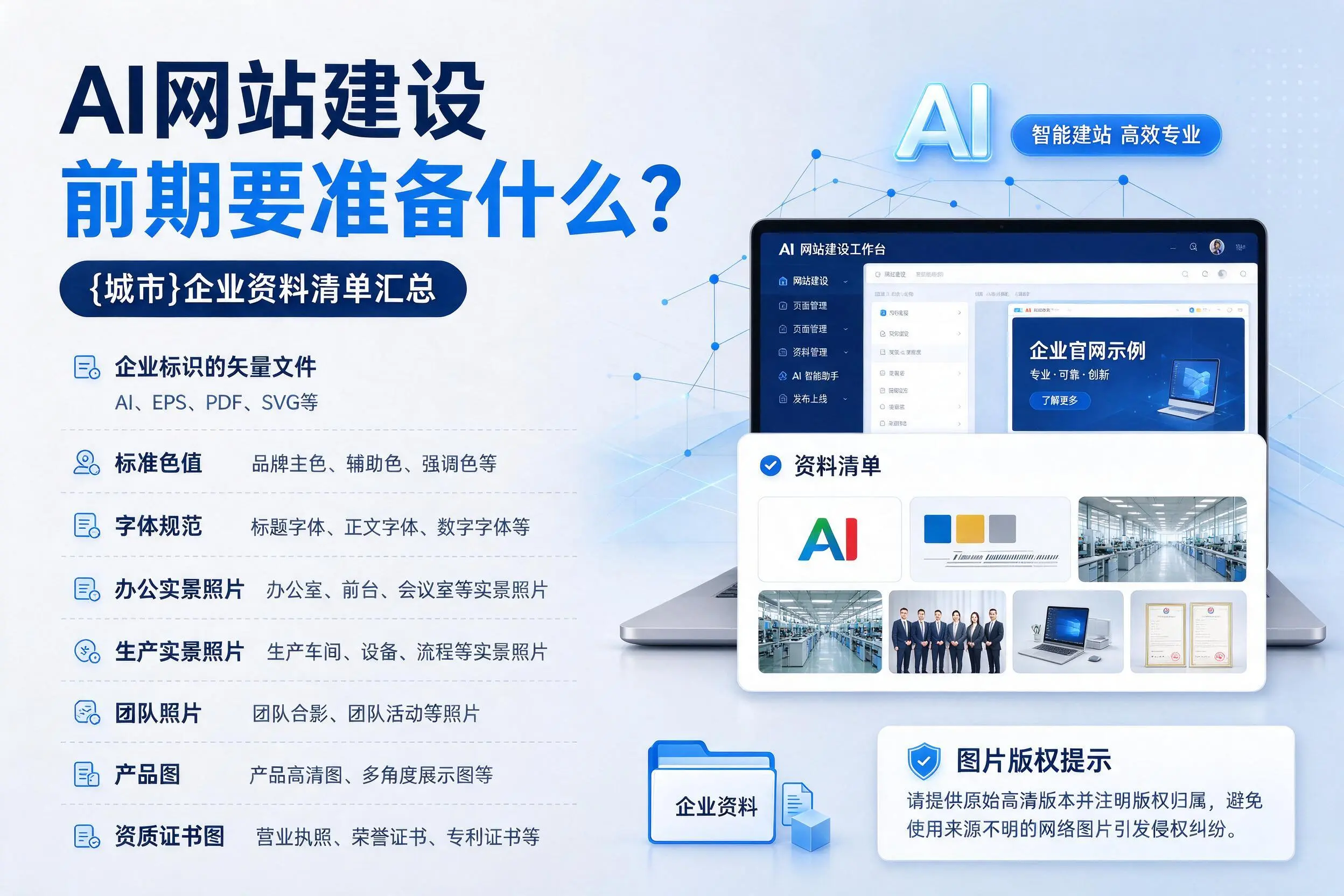 AI网站建设前期要准备什么?临高企业资料清单汇总